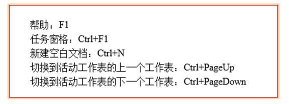 常用的excel表格快捷键